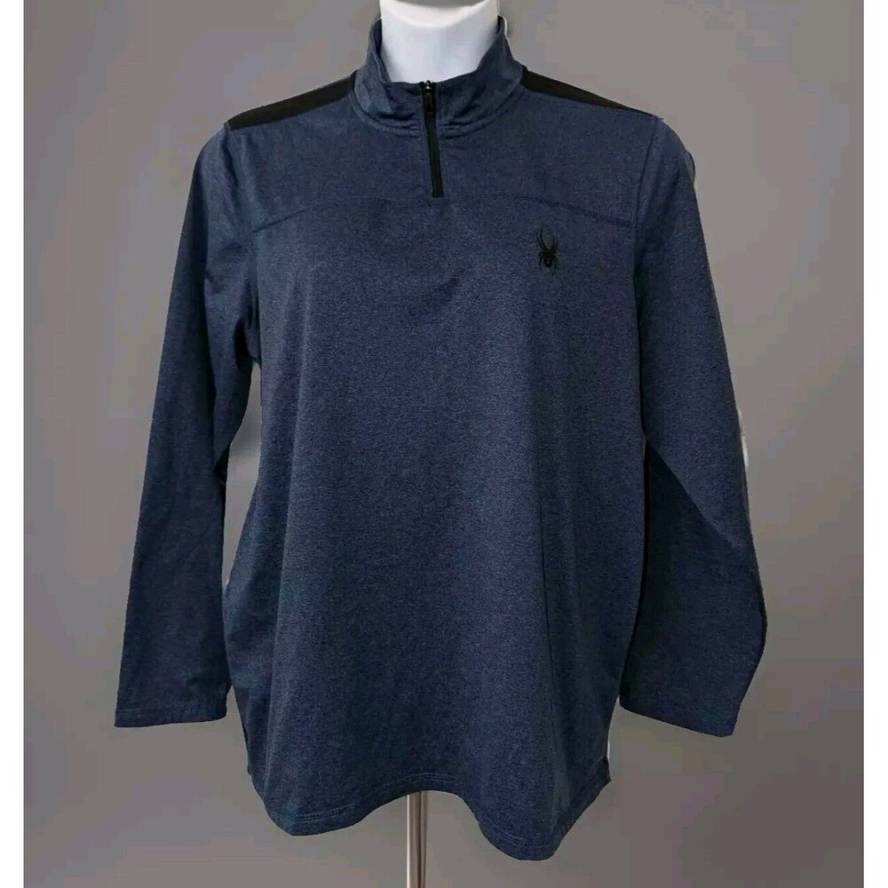 Spyder Active ProW B Men's Blue 1/4 Zip Long Sleeve Logo Fleece Top Size L